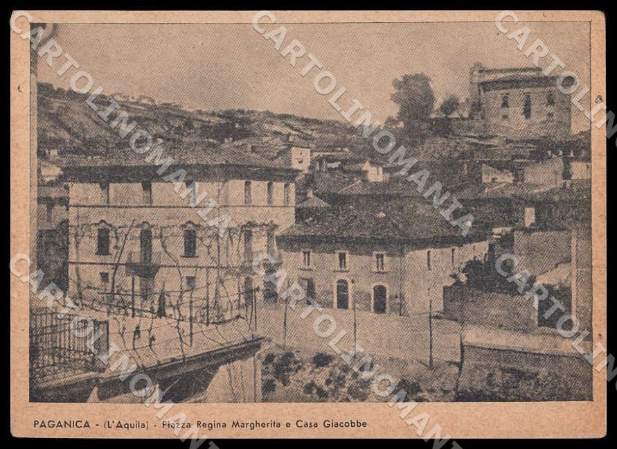 L'Aquila Paganica Piazza Regina Margherita Casa Giacobbe FG cartolina GM0487 – fronte
