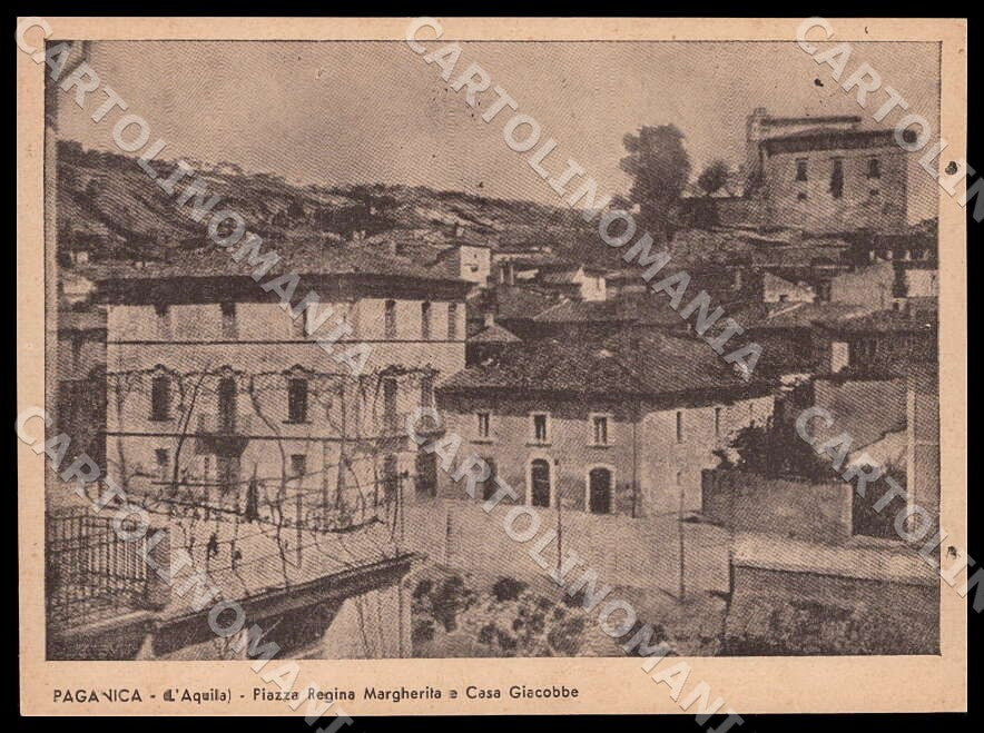 L'Aquila Paganica Piazza Regina Margherita Casa Giacobbe FG cartolina GM0488 – fronte
