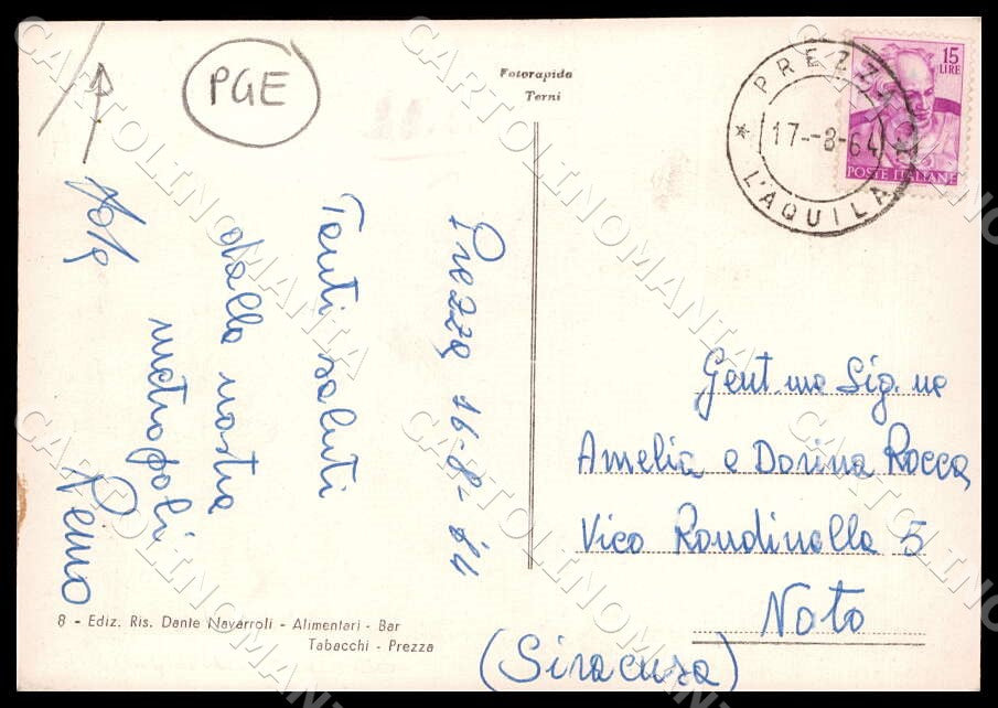 L'Aquila Prezza Stazione Ferroviaria PIEGHINE FG Foto cartolina GM0494 – retro