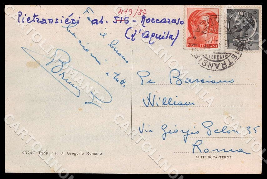 L'Aquila Roccaraso Pietransieri Veduta panoramica Alterocca cartolina GM0496 – retro