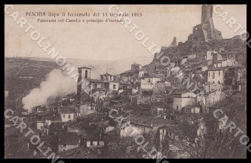 L'Aquila Pescina Terremoto 13 Gennaio 1915 Panorama Castello cartolina GM0497 – fronte