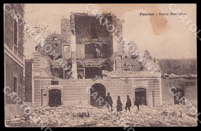 L'Aquila Pescina Banca Marsicana Alterocca Terremoto MACCHIA cartolina GM0499 – fronte