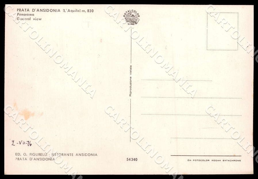 L'Aquila Prata d'Ansidonia Panorama FG cartolina GM0510 – retro