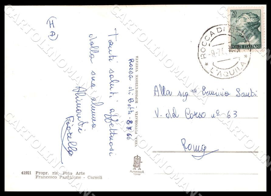 L'Aquila Rocca di Botte Panorama Alterocca FG Foto cartolina GM0517 – retro