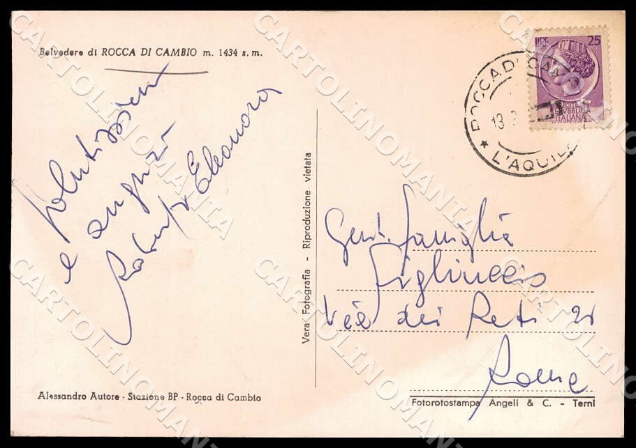 L'Aquila Rocca di Cambio Belvedere FG Foto cartolina GM0522 – retro