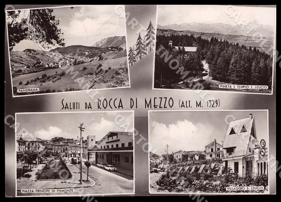 L'Aquila Rocca di Mezzo Saluti da Villaggio San Leucio FG Foto cartolina GM0526 – fronte