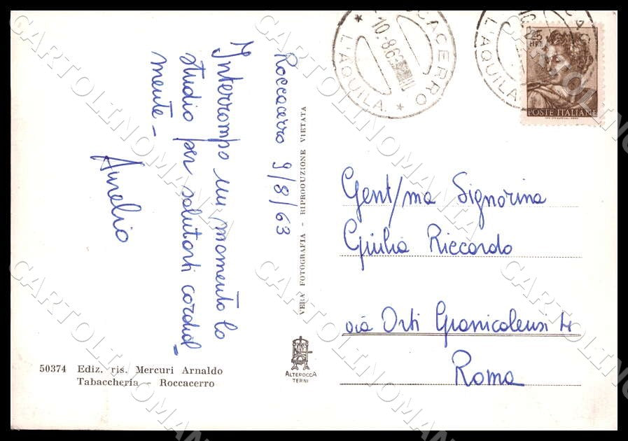 L'Aquila Tagliacozzo Roccacerro Panorama Alterocca FG Foto cartolina GM0532 – retro