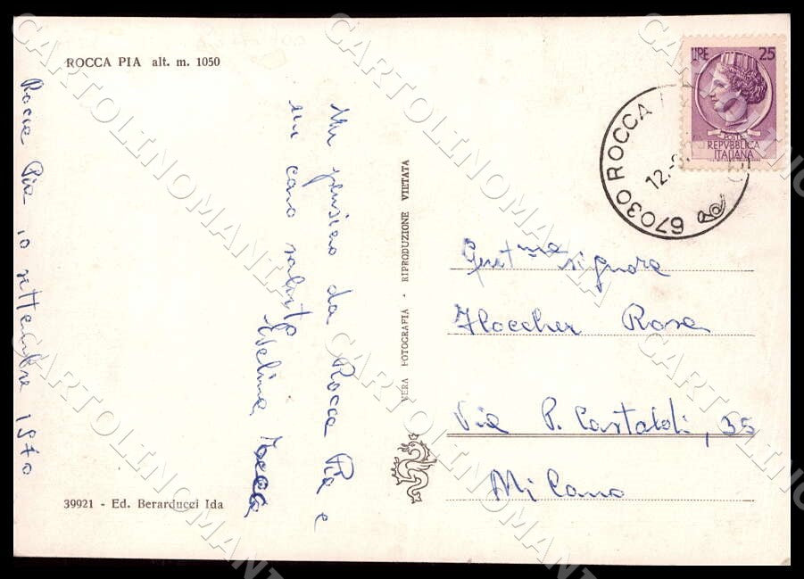L'Aquila Rocca Pia Distributore Bar FG Foto cartolina GM0534 – retro