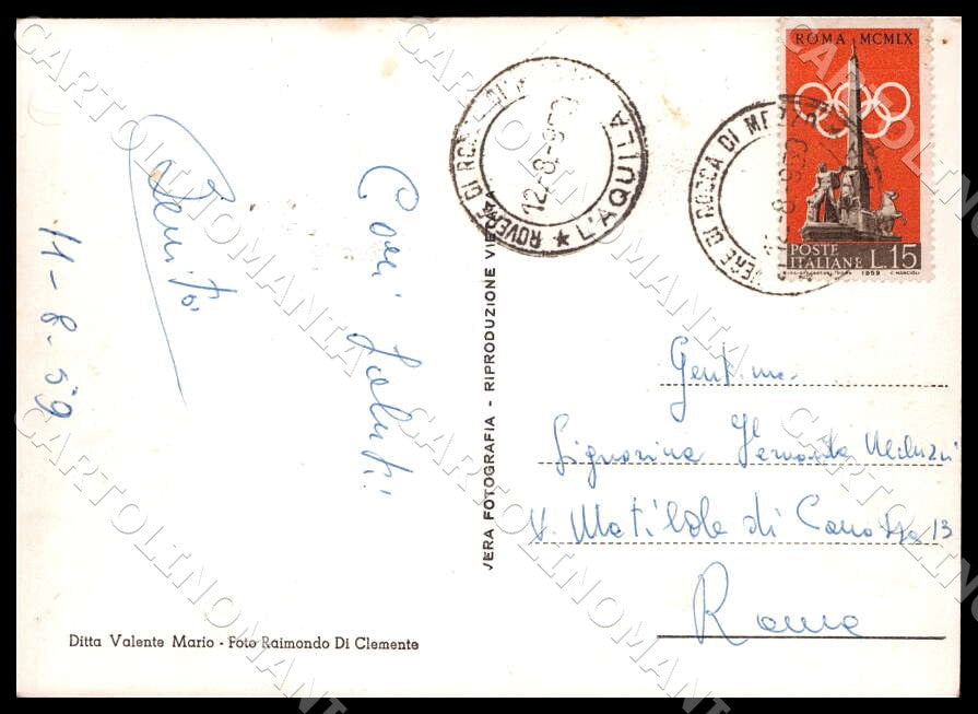 L'Aquila Rocca di Mezzo Rovere Fonte Innamorati FG Foto cartolina GM0538 – retro