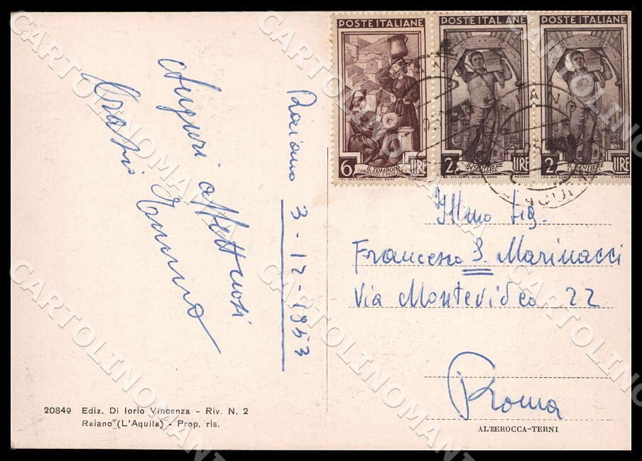 L'Aquila Raiano Convento Frati Minori Zoccolanti Chiesa FG cartolina GM0548 – retro