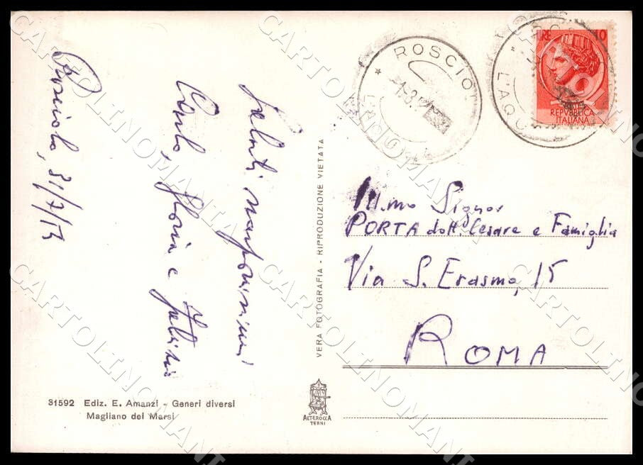 L'Aquila Magliano Rosciolo dei Marsi Panorama Alterocca FG Foto cartolina GM0555 – retro