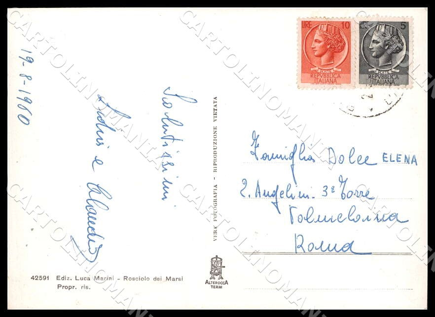 L'Aquila Magliano Rosciolo dei Marsi Monte Velino FG Foto cartolina GM0560 – retro