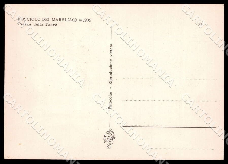 L'Aquila Magliano Rosciolo dei Marsi Piazza Torre Auto Bar FG cartolina GM0561 – retro