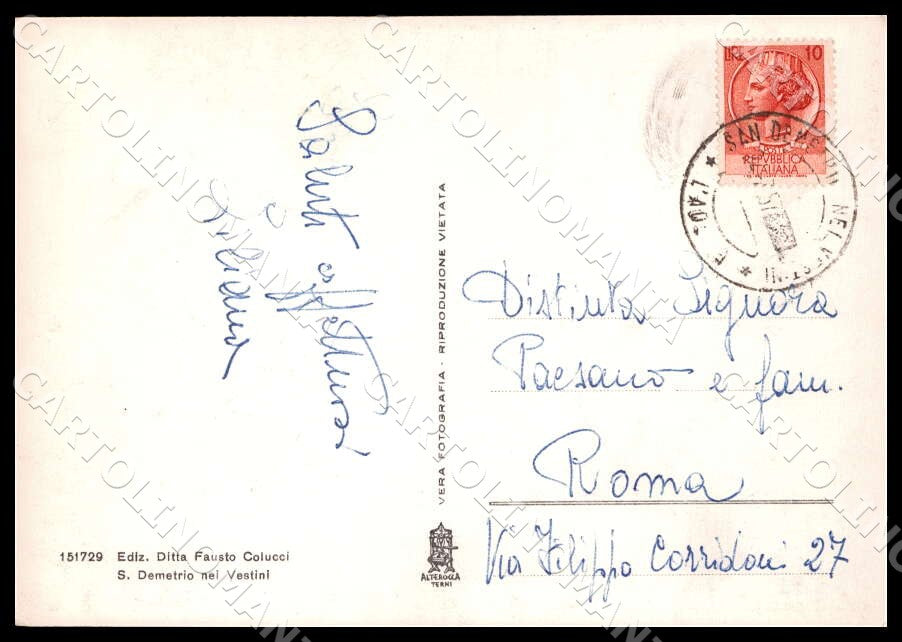 L'Aquila San Demetrio nei Vestini Veduta Capo Colle FG Foto cartolina GM0568 – retro