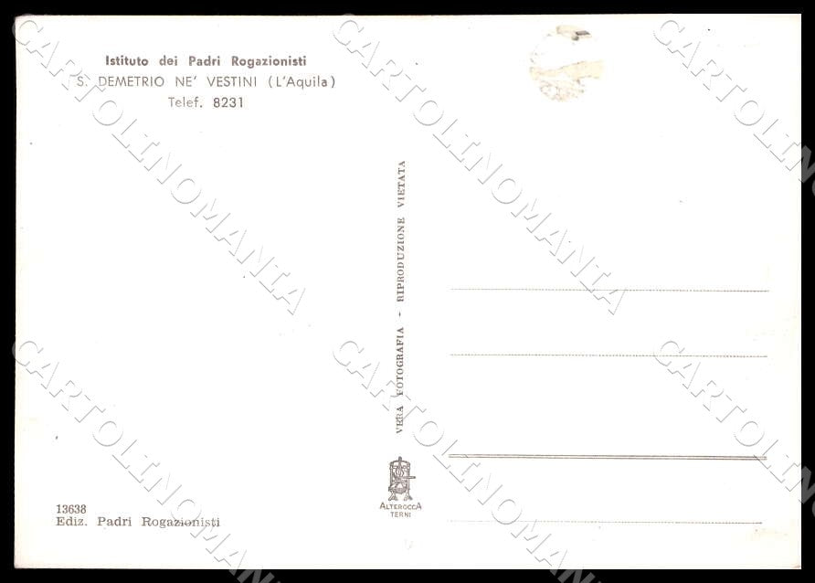 L'Aquila San Demetrio nei Vestini Padri Rogazionisti FG Foto cartolina GM0573 – retro
