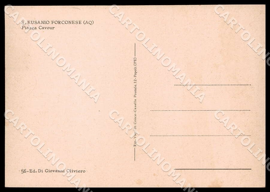 L'Aquila Sant'Eusanio Forconese Piazza Cavour Auto FG cartolina GM0581 – retro