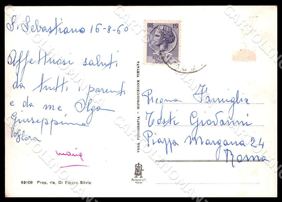 L'Aquila Bisegna San Sebastiano dei Marsi Alterocca FG Foto cartolina GM0582 – retro