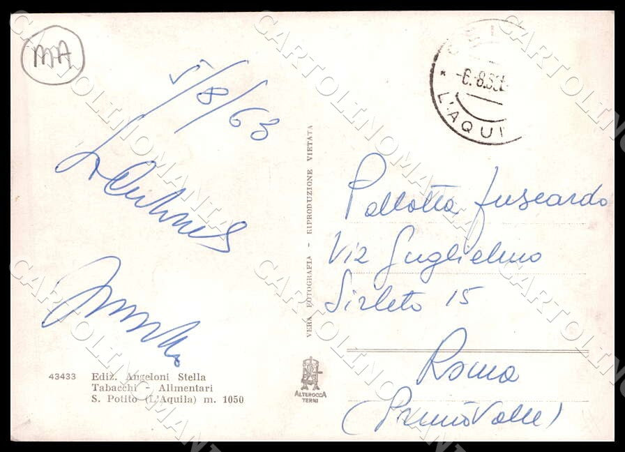 L'Aquila Ocre San Potito Via Cavour Alterocca MACCHIA FG Foto cartolina GM0583 – retro