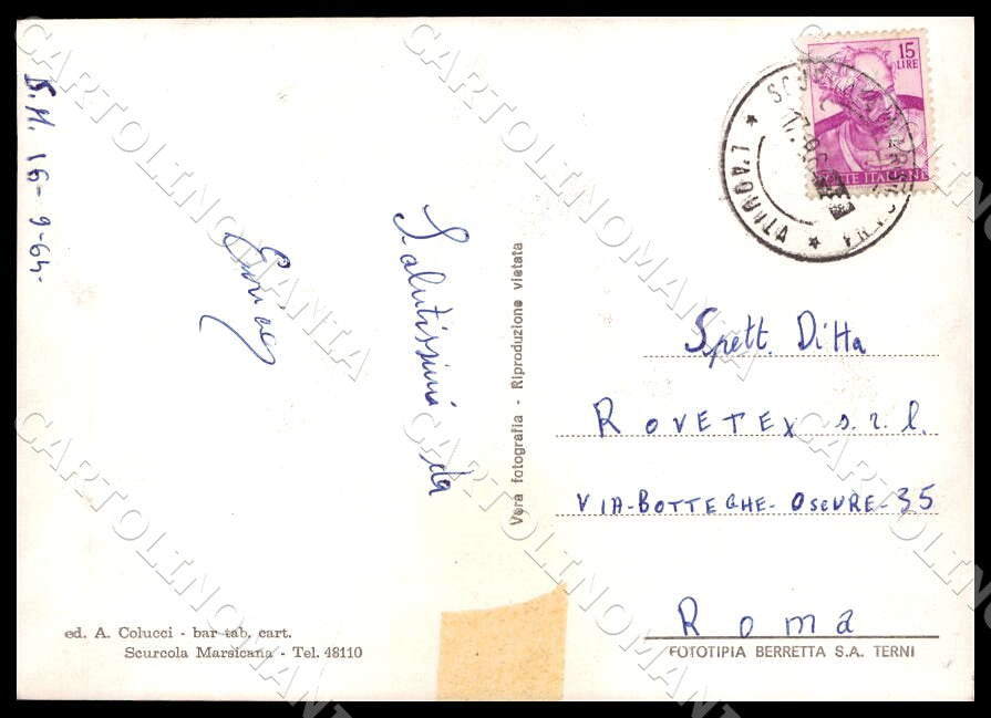 L'Aquila Scurcola Marsicana Saluti da Rocca FG Foto cartolina GM0585 – retro