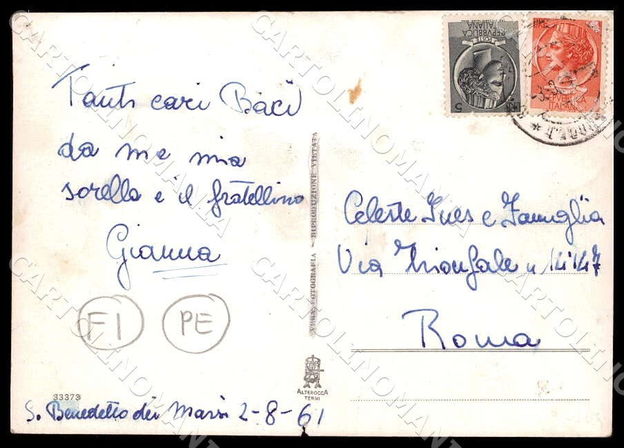 L'Aquila San Benedetto dei Marsi Villa FORI PIEGHE FG Foto cartolina GM0596 – retro