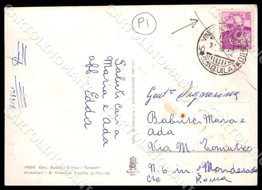L'Aquila San Vincenzo Vecchio Valle Roveto PIEGA FG Foto cartolina GM0597 – retro