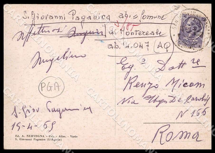 L'Aquila Montereale Colle San Giovanni Paganica PIEGHINA FG cartolina GM0601 – retro