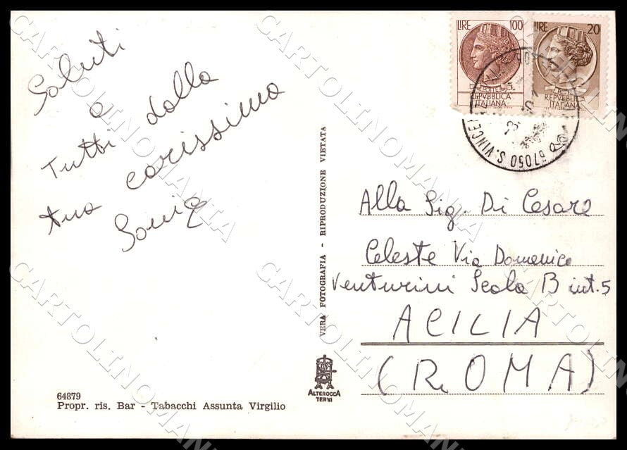 L'Aquila San Vincenzo Valle Roveto Saluti da Piazza FG Foto cartolina GM0606 – retro