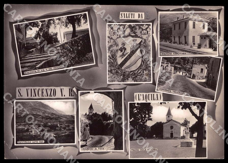 L'Aquila San Vincenzo Valle Roveto Saluti da PIEGHE FG Foto cartolina GM0607 – fronte