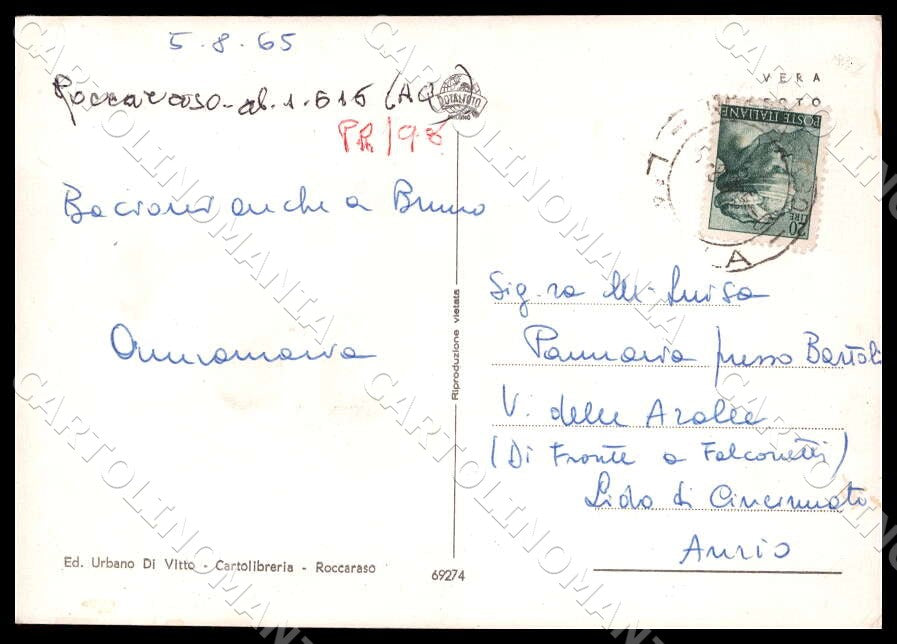 L'Aquila Roccaraso Panorama FG Foto cartolina GM0610 – retro