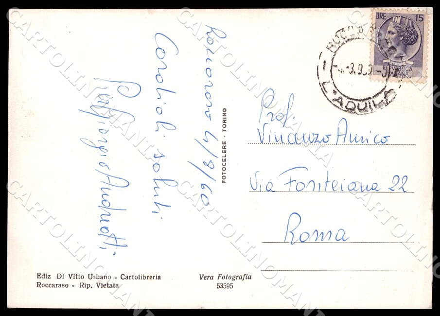 L'Aquila Roccaraso Scorcio panoramico FG Foto cartolina GM0612 – retro