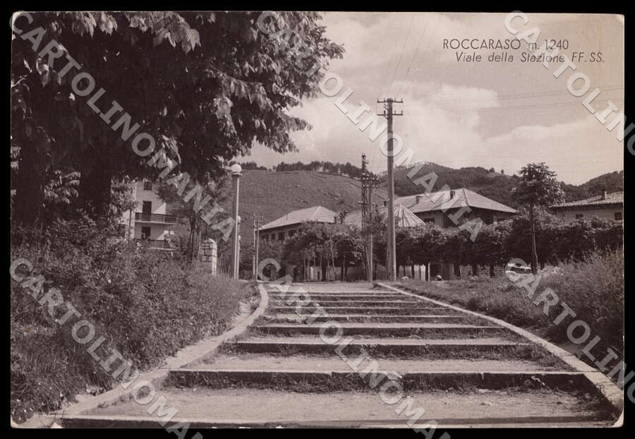 L'Aquila Roccaraso Viale Stazione Ferrovie Stato PIEGHE FG Foto cartolina GM0628 – fronte