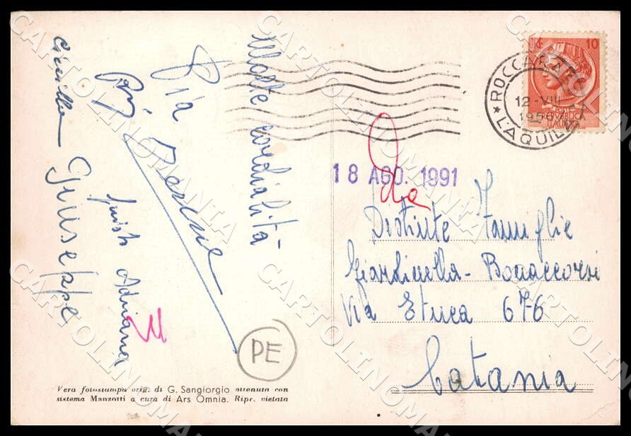 L'Aquila Roccaraso Viale Stazione Ferrovie Stato PIEGHE FG Foto cartolina GM0628 – retro