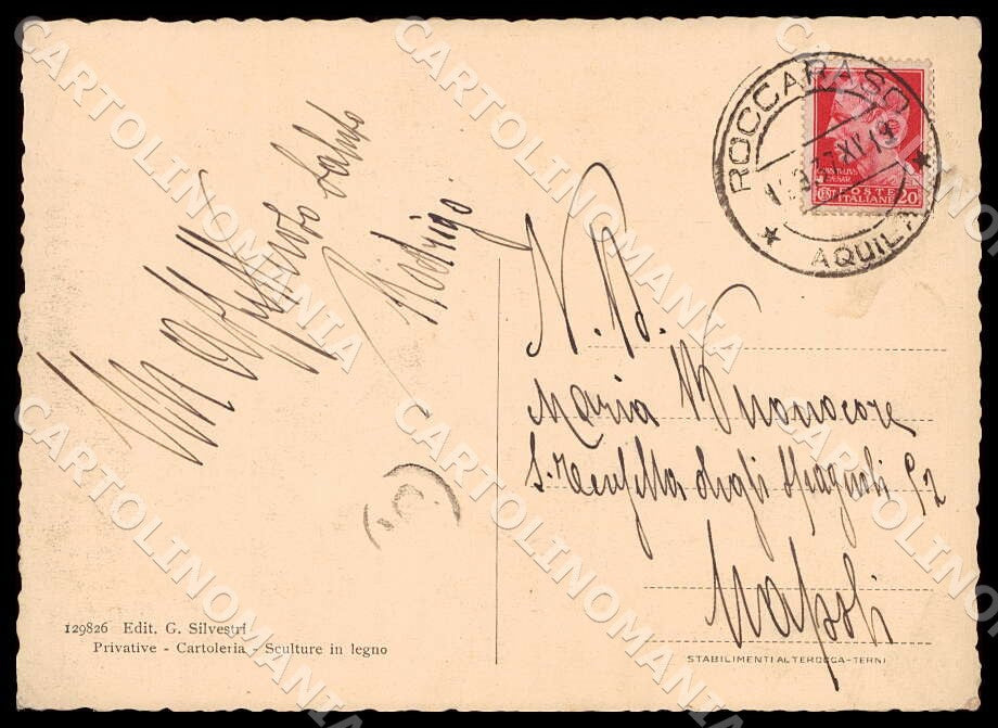 L'Aquila Roccaraso Stazione Climatica invernale FG cartolina GM0630 – retro