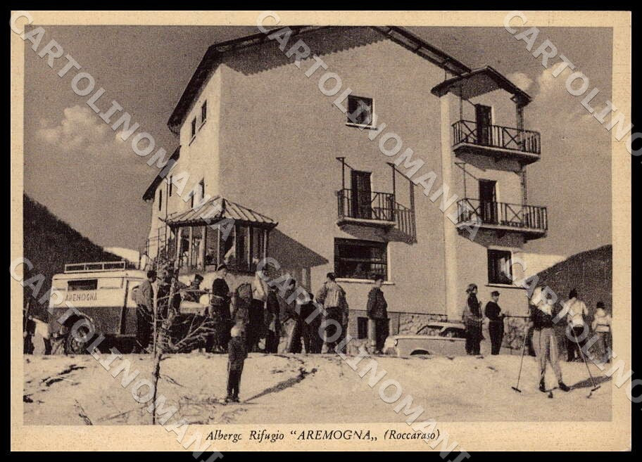 L'Aquila Roccaraso Albergo Rifugio Aremogna Sci Corriera FG cartolina GM0631 – fronte