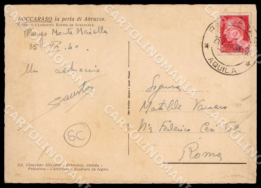 L'Aquila Roccaraso Gruppo Alberghi SCOLLATA FG cartolina GM0635 – retro