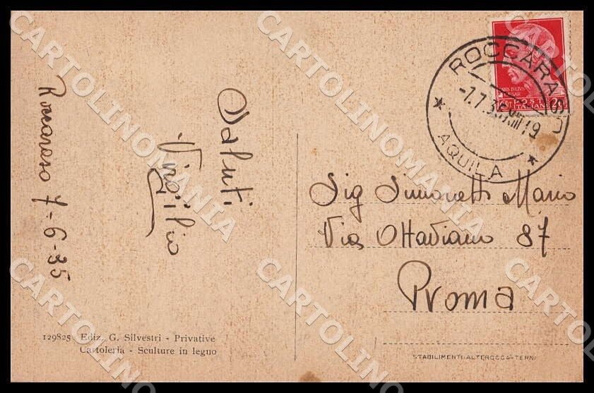 L'Aquila Roccaraso Stazione Climatica invernale Parco Comunale cartolina GM0640 – retro