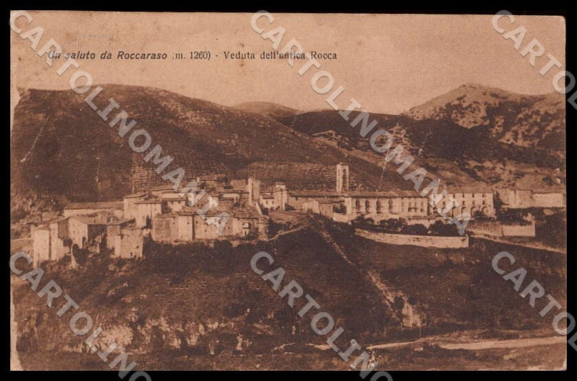 L'Aquila Roccaraso Saluto Veduta Antica Rocca PIEGHINE cartolina GM0641 – fronte