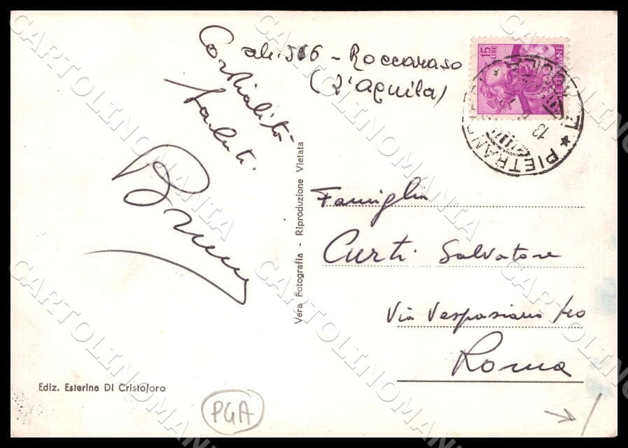 L'Aquila Roccaraso Pietransieri PIEGHINA FG Foto cartolina GM0643 – retro