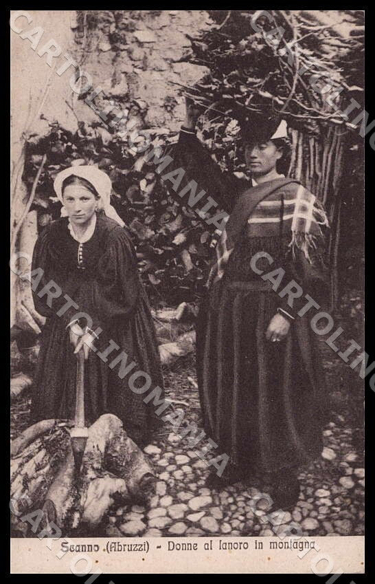 L'Aquila Scanno Donne lavoro montagna Costumi Mestieri cartolina GM0661 – fronte