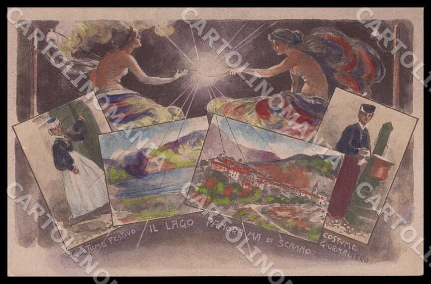 L'Aquila Scanno Inaugurazione Luce Elettrica 1906 Art Nouveau cartolina GM0664 – fronte