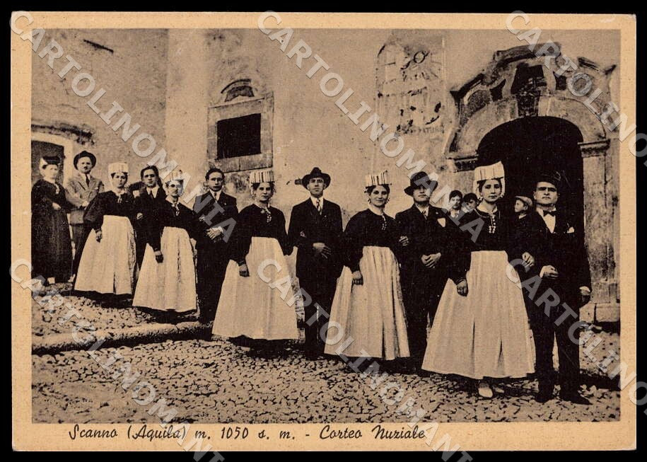 L'Aquila Scanno Corteo Nuziale Costumi Alterocca FG cartolina GM0667 – fronte