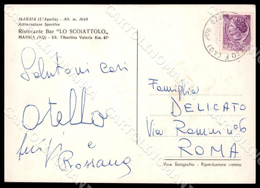 L'Aquila Tagliacozzo Marsia Attrezzature Sportive Sci FG Foto cartolina GM0678 – retro
