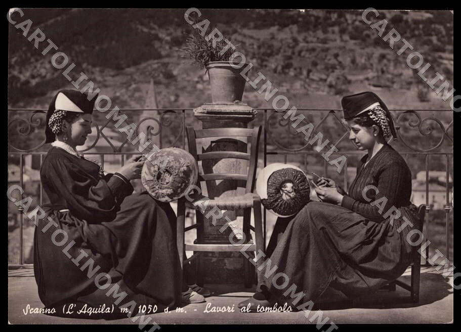 L'Aquila Scanno Lavori tombolo Costumi Mestieri FG Foto cartolina GM0683 – fronte