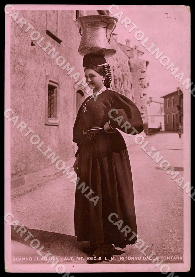 L'Aquila Scanno Ritorno Fontana Costumi PIEGHE FG Foto cartolina GM0686 – fronte
