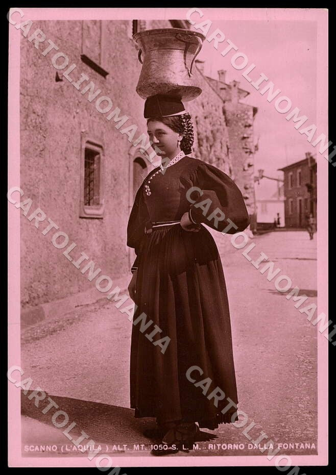 L'Aquila Scanno Ritorno Fontana Costumi PIEGHINE FG Foto cartolina GM0699 – fronte