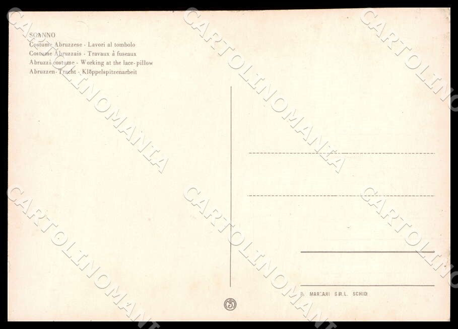L'Aquila Scanno Costume Abruzzese Lavori tombolo Costumi FG cartolina GM0701 – retro