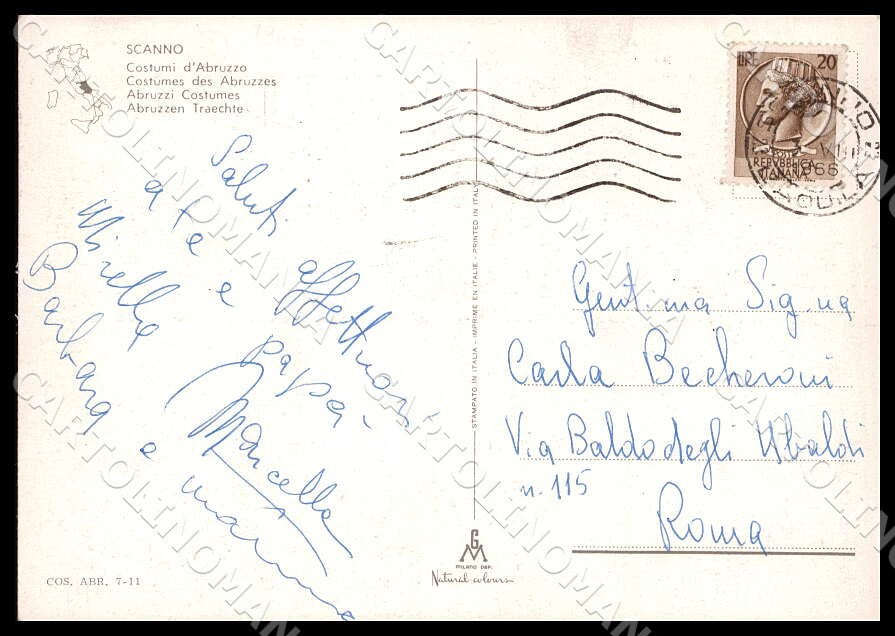 L'Aquila Scanno Costumi Abruzzo FG cartolina GM0703 – retro