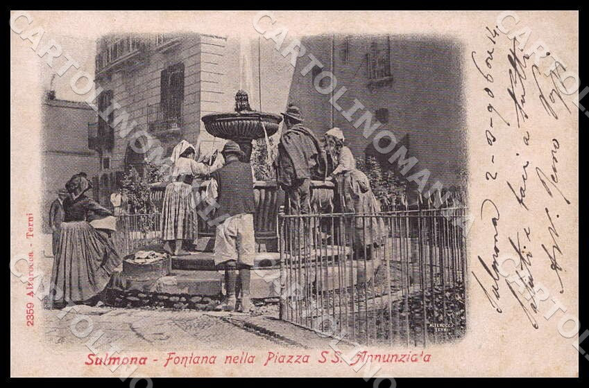L'Aquila Sulmona Fontana Piazza Santissima Annunziata Costumi cartolina GM0714 – fronte