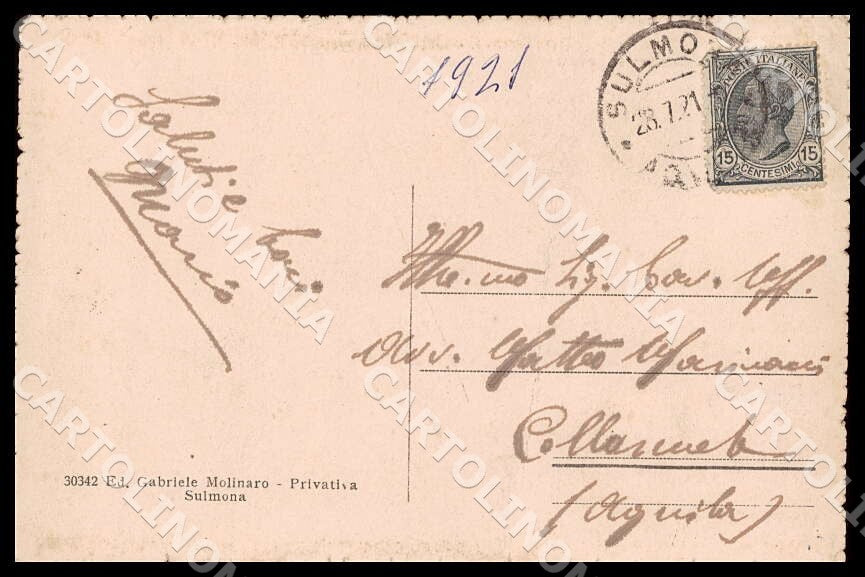 L'Aquila Sulmona Stazione Ferroviaria Tram PIEGATA cartolina GM0717 – retro
