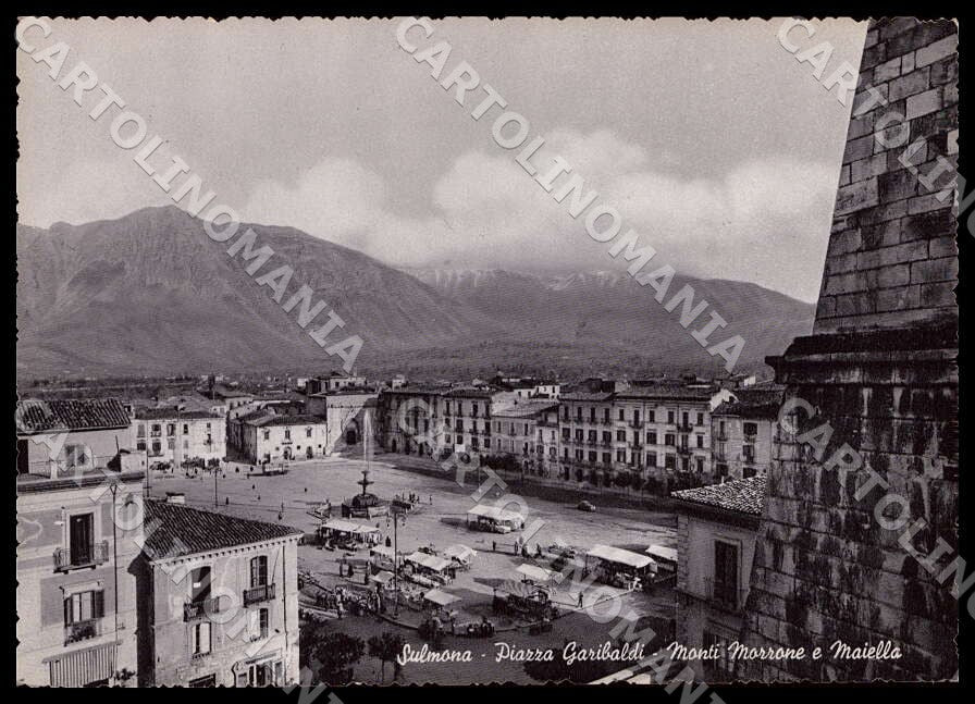 L'Aquila Sulmona Piazza Garibaldi Maiella Mercato FG Foto cartolina GM0726 – fronte